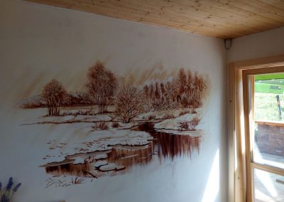 Krajina s vodou na zdi